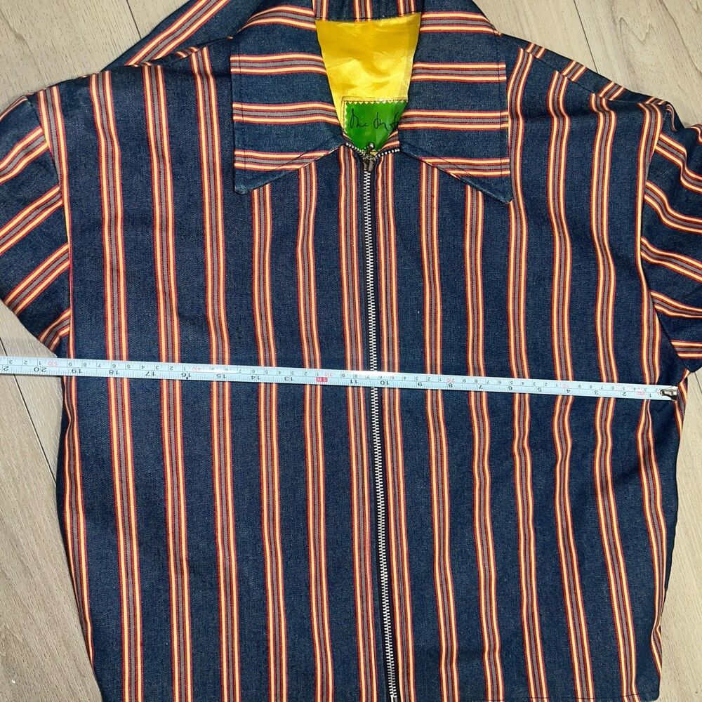 Vintage San Francisco Designer Striped Zip Jacket Gold Satin Lining Handmade USA - Picture 6 of 11
